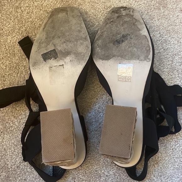 Jeffrey Campbell Black Lace Up Woven Block Heel Shoes - Picture 10 of 12